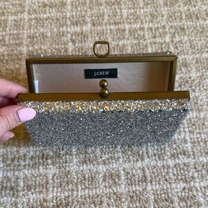 J. Crew Sparkling Silver Glitter Clutch